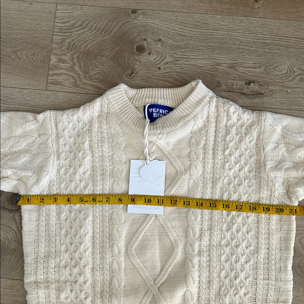 AELFRIC EDEN SOLID CABLE STITCH SWEATER, Cream, Size XS,NWT - Image 7