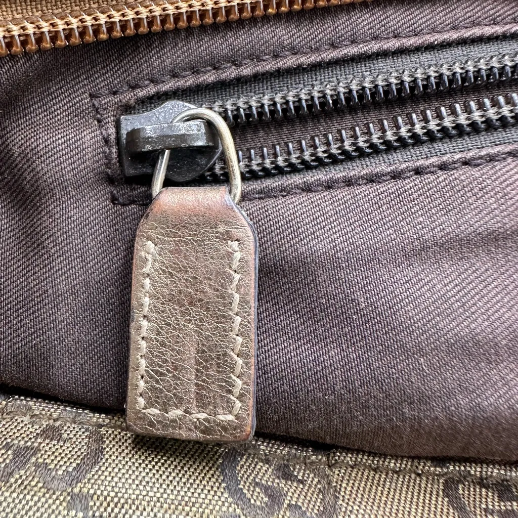 GUCCI GG Crystal Small Tote Bag Gold Gray Brown - Image 11