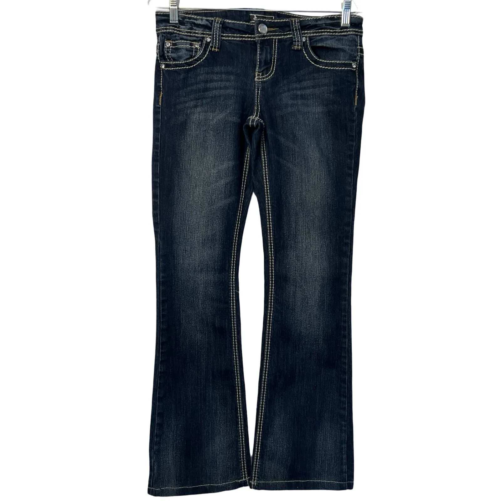 SOUNDGIRL Womens Jeans Size 9 Dark Wash Blue Bootcut Embroidered Low Rise - Image 2