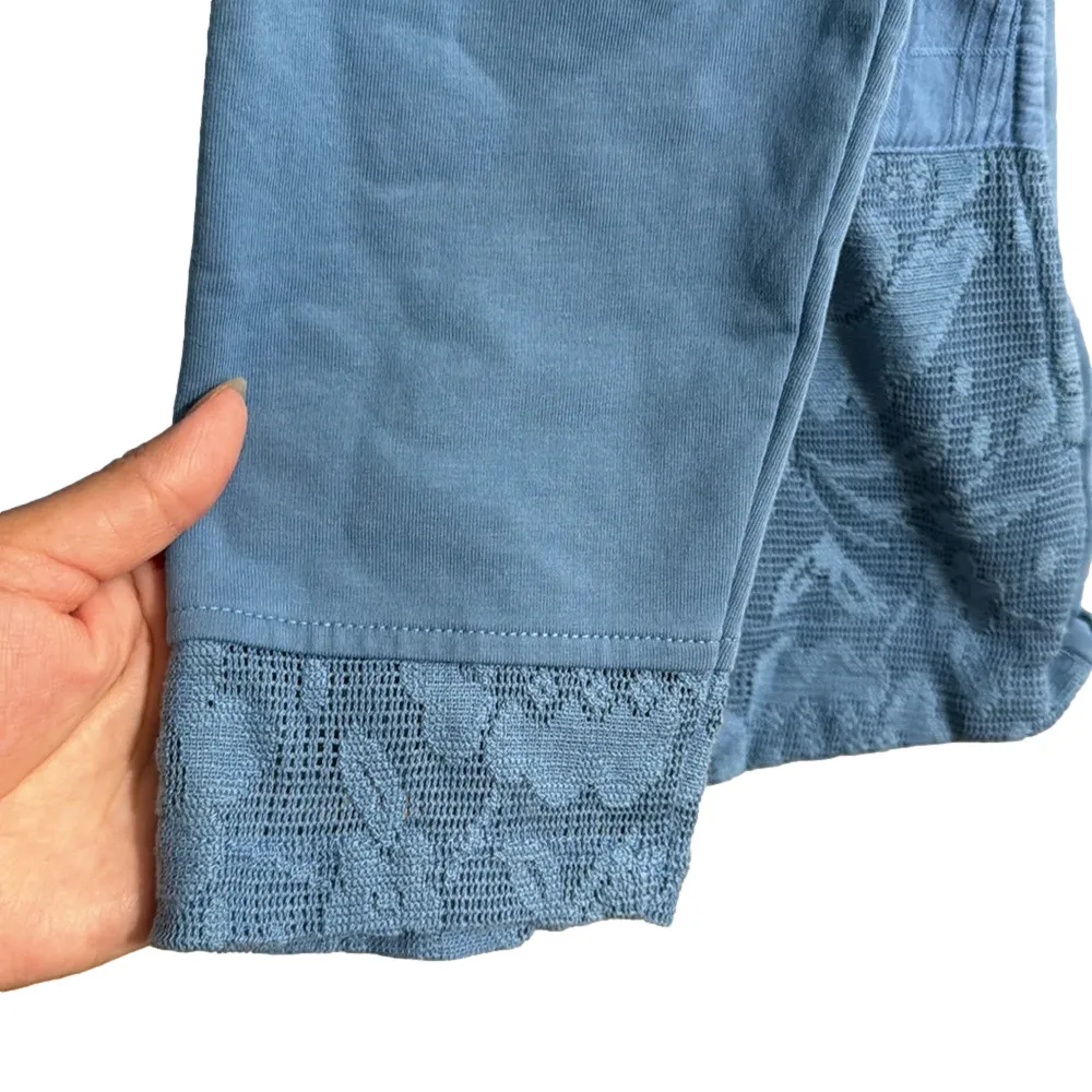 LOGO Life by Lori Goldstein French Terry Top With Crochet Lace - Image 6