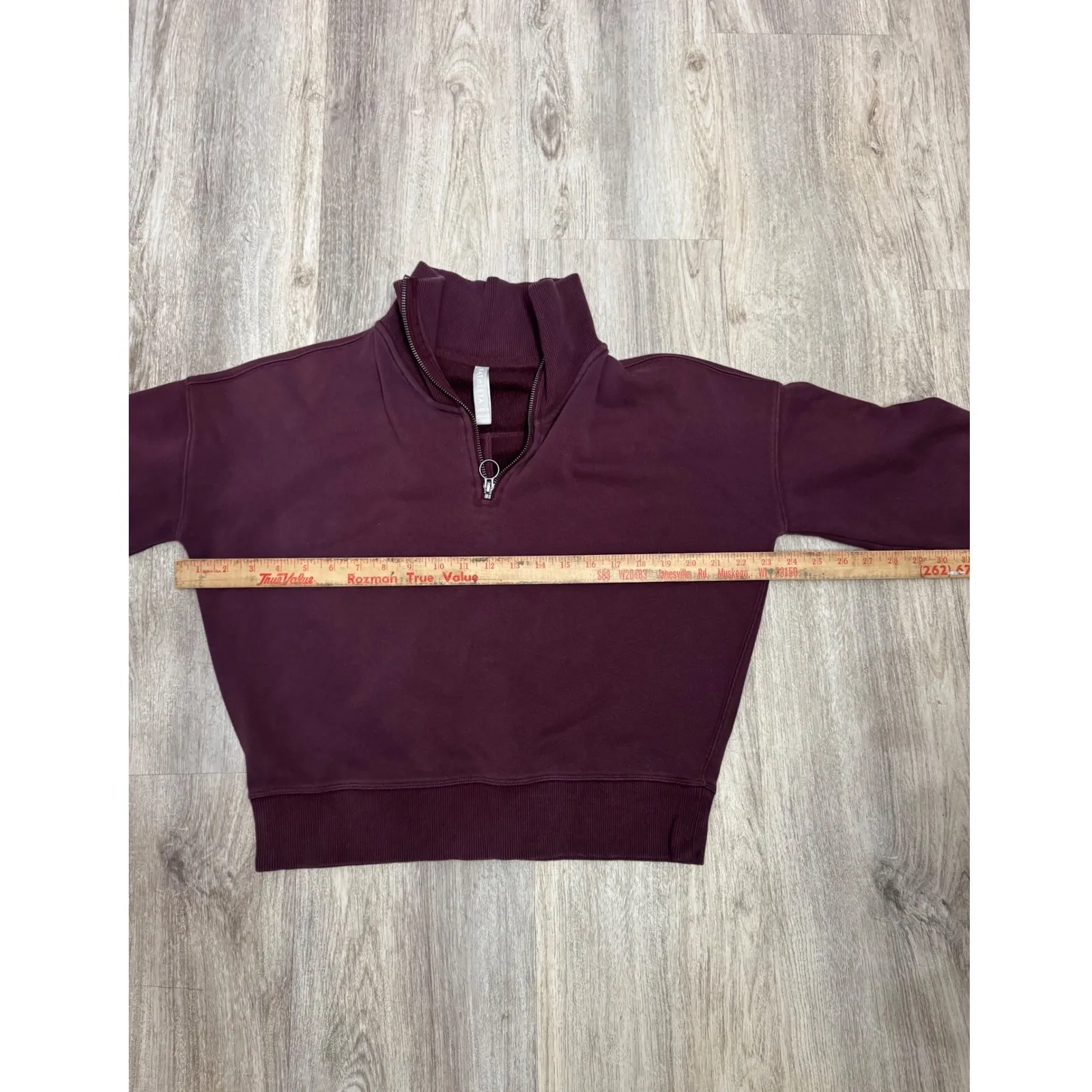 Athleta Cozy Karma 1/4 Zip Top, Antique Burgundy Size XS - Image 6