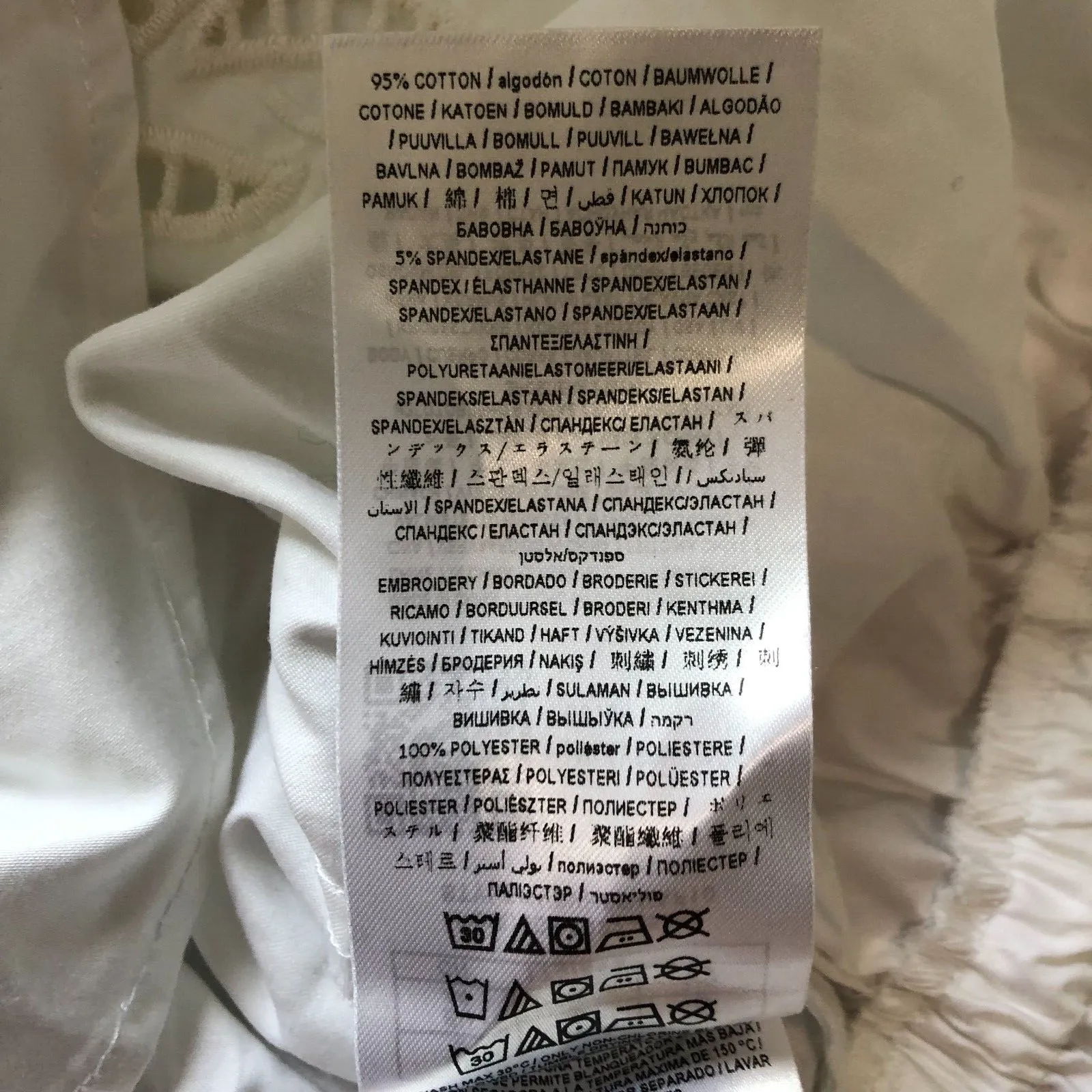 Guess Womens Blouse L White Lazo Eyelet Off Off the shoulder Peplum Top NWT‎ - Image 8