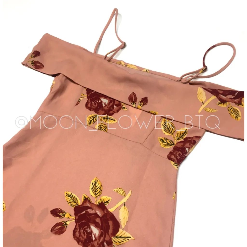 Amuse Society Dusty Rose Off-Shoulder Floral Dress Spaghetti Straps Summer Dress - Image 8