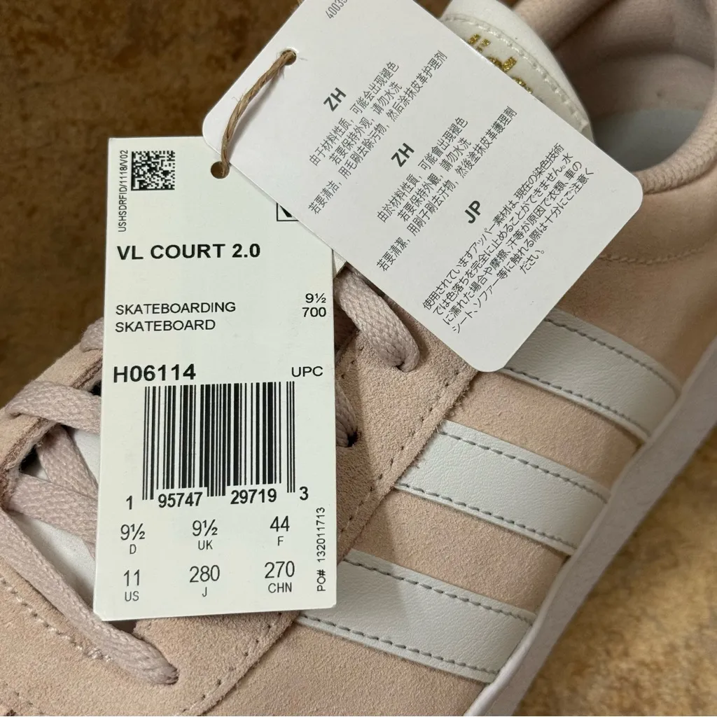 Adidas VL Court 2 Skateboard Shoes Dusty Rose Pink Suede Women Size 11 Sneaker - Image 10