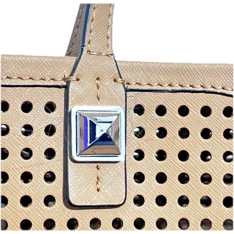 Rebecca Minkoff Perforated Large Tote Shoulder Bag Tan w Detachable Zip Pouch - Image 10