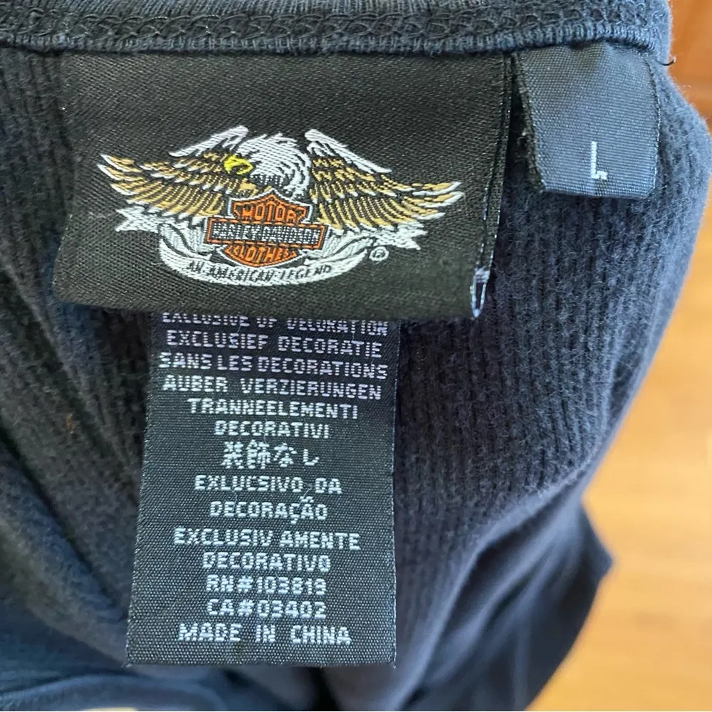 Harley Davidson Black Ribbed Rhinestone Logo Preppy Moto Y2K Tank Top L - Image 5