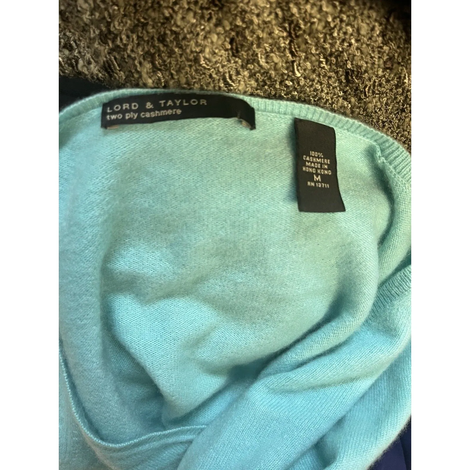 Lord & Taylor 2 Ply Cashmere Sweater Women’s M Aqua Blue Quiet Luxury Old Money Size M - Image 7