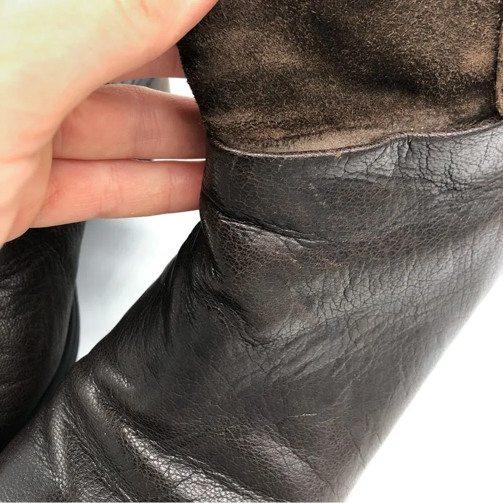 MANAS Heeled Ankle Boot Leather Suede Combo Brown 40 Size 9 - Image 14