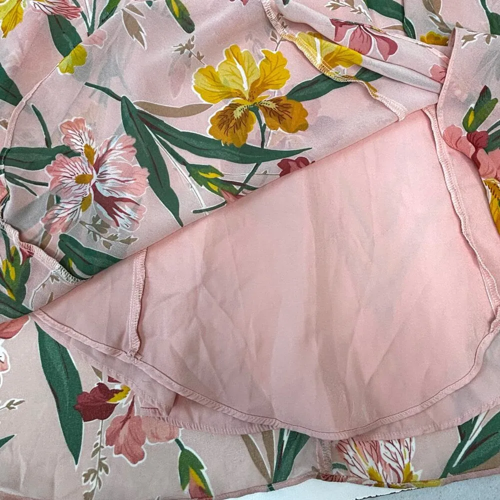 Privacy Please Lehunt Tie Front Sleeveless Floral Print Midi Dress in Ballet XS - Image 6