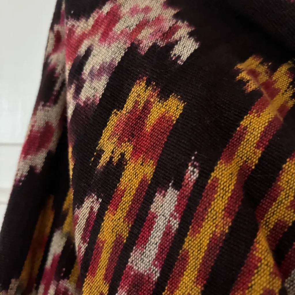 Ulla Johnson NEW Ember Tribal Midi Skirt Slit Sarong Ikat Cotton Size 2 Mahogany - Image 6