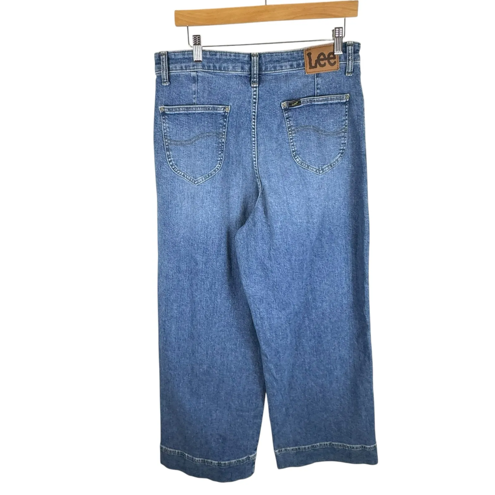 Lee Medium Wash Legendary Trouser High Rise Wide Leg Cotton Jeans Size 8 - Image 6