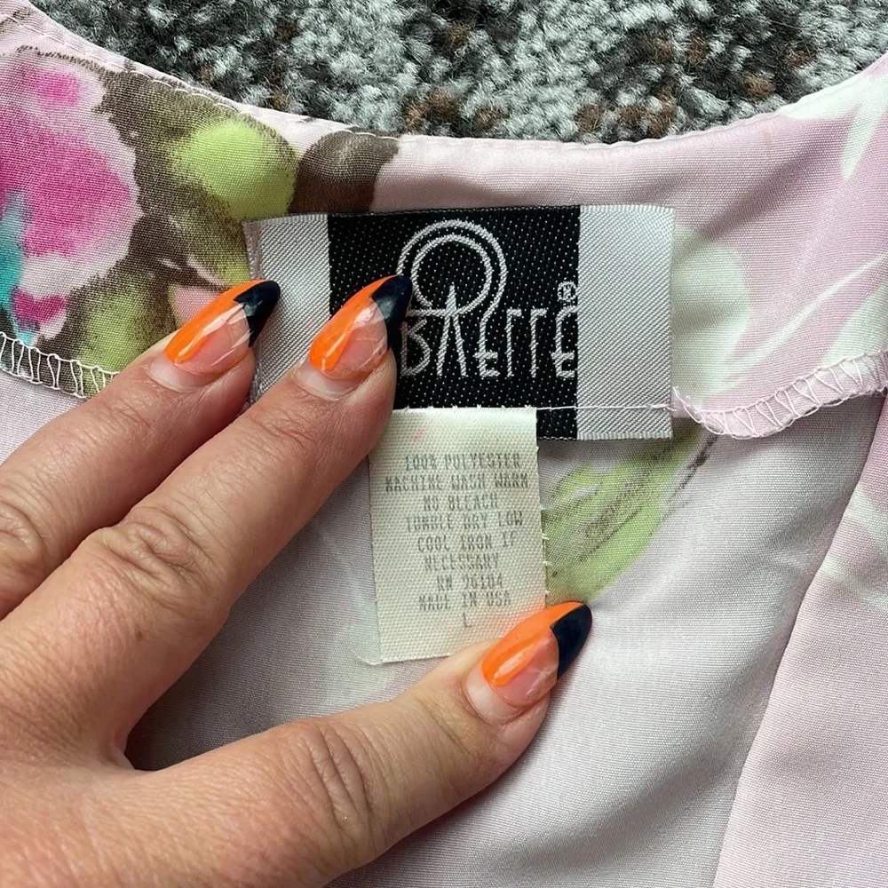 Cervelle Vintage Two Piece Skirt Set Floral Light Pink Large - Image 4