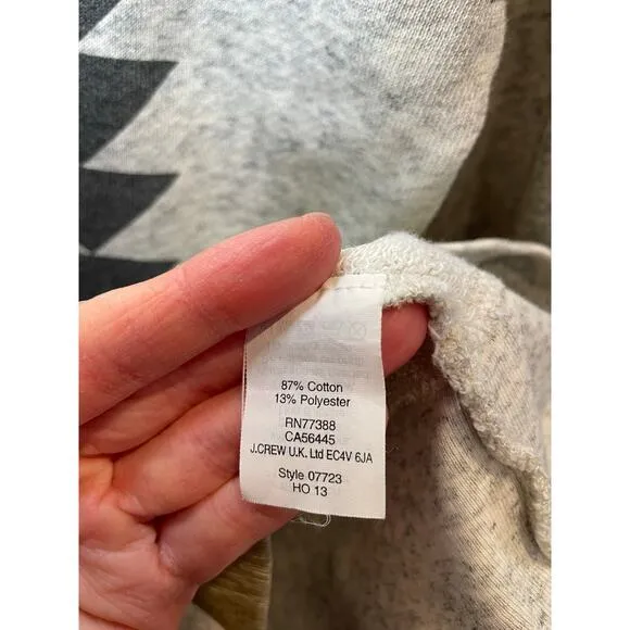 J. Crew Women XS Geometric Chevron Metallic Long Sleeve Sweatshirt Grey &‎ Gold - Image 10