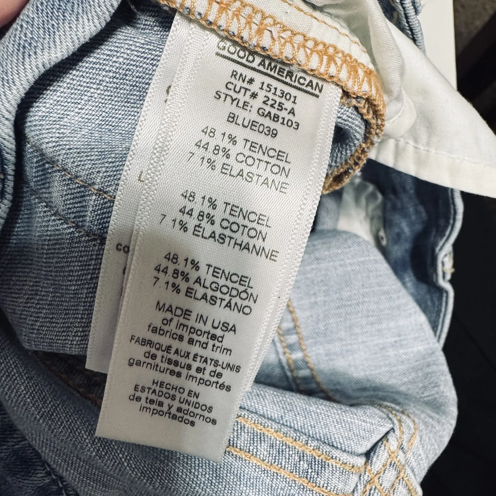 NWT Good American Womens Bermuda Jean Shorts denim cut off distressed 14/32 - Image 7