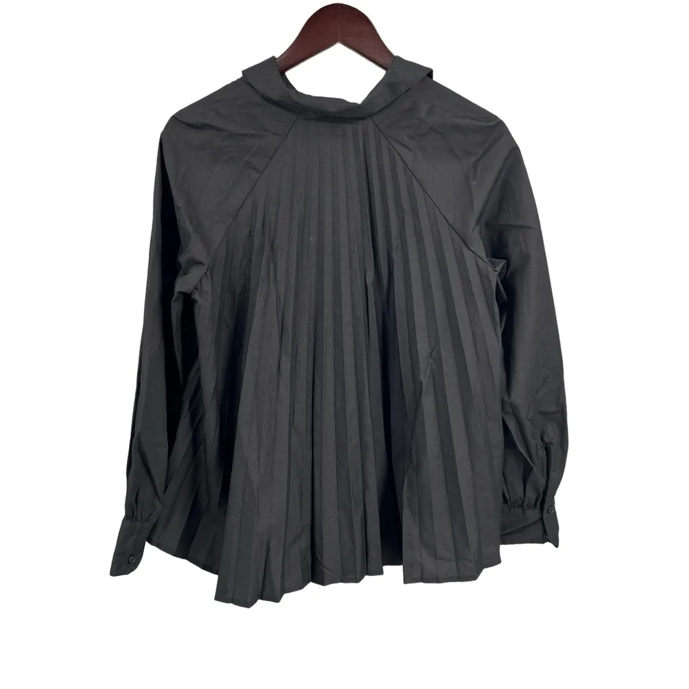 Banana Republic Womens Shirt Black Button Up A-Line Shirt Pleated Back XS New - Image 2