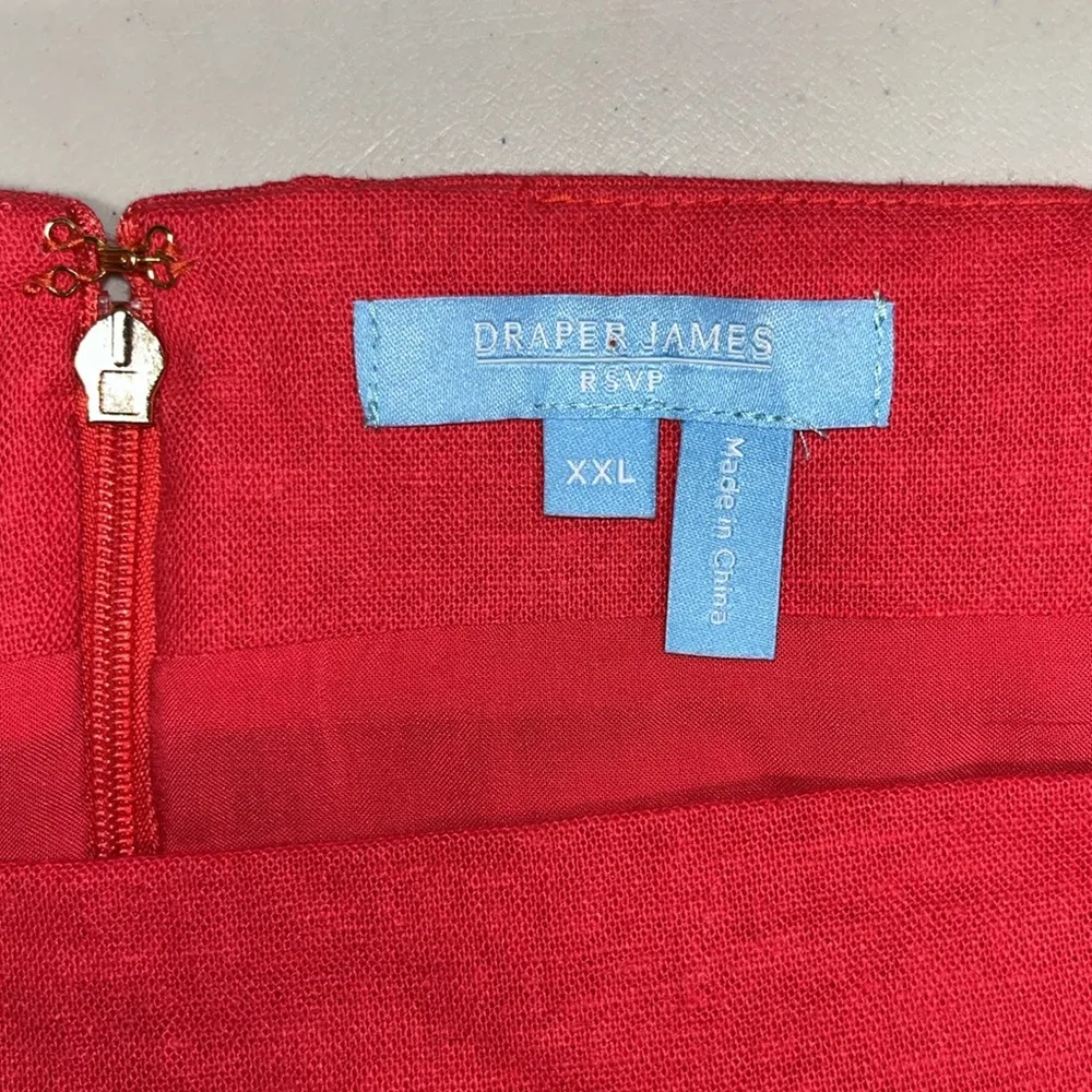 Draper James RSVP Size XXL Pink Square Neckline Puff Sleeve Linen Blend Dress - Image 6