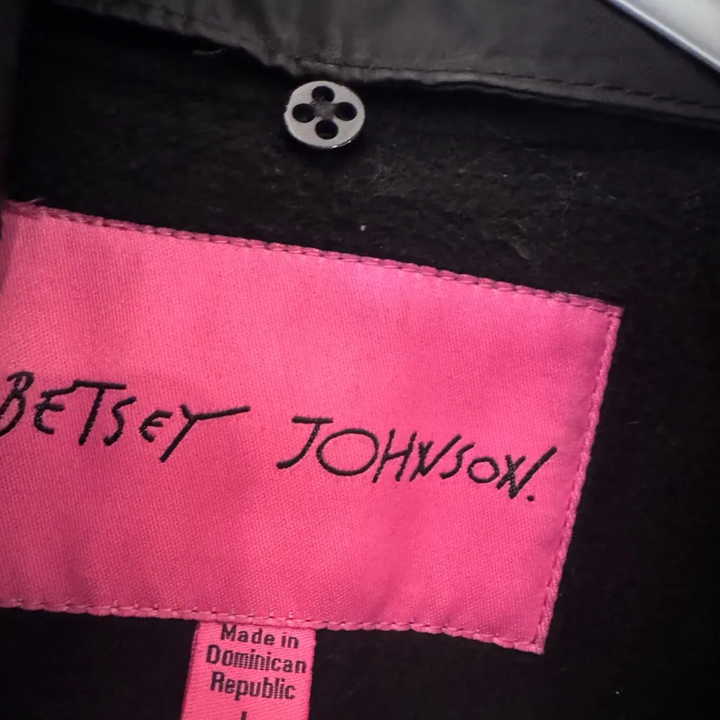 Betsey Johnson Black Pea Coat with Button Detail - Image 4