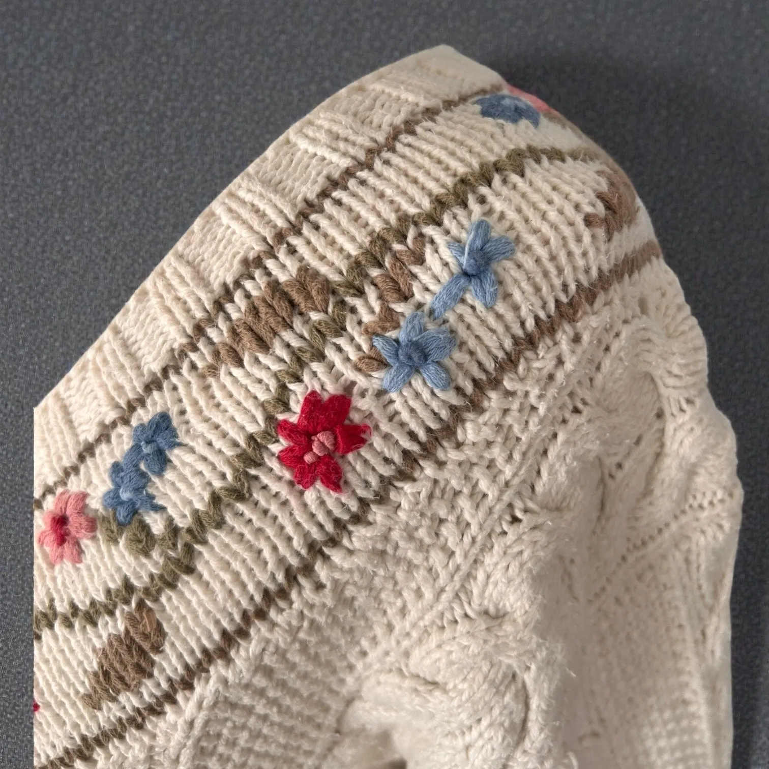 Vintage Banana Republic Safari & Travel Floral Embroidered Knit Sweater sz Small - Image 5