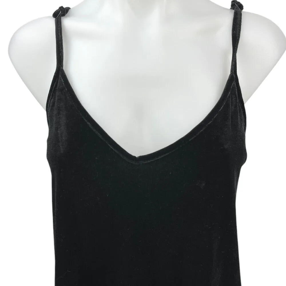 Seek The Label Black Velvet Velour V-neck Cami Camisole Mini Tank Slip Dress S - Image 3