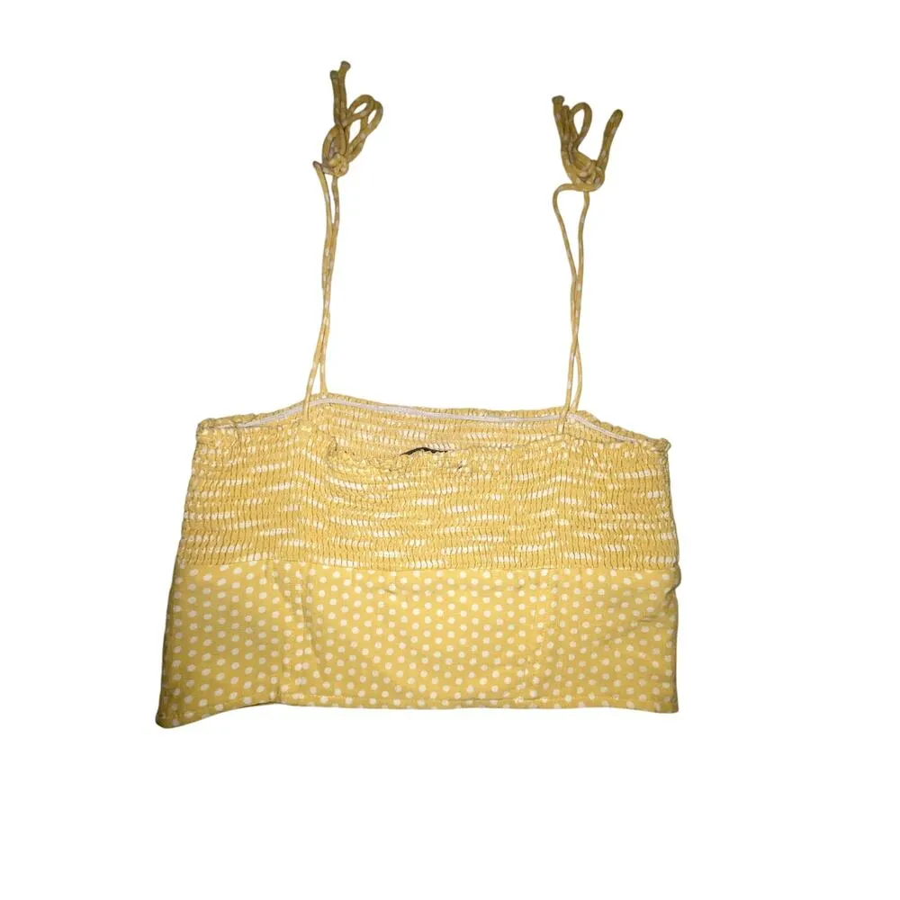 Zara Womens Yellow Polka Dot Crop Cami Top Size Small - Image 3