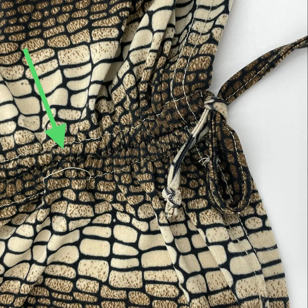 Y2K Snakeskin‎ Stretch Top Animal Print Ruched Drawstring Sleeves Sides Vintage Brown - Image 6