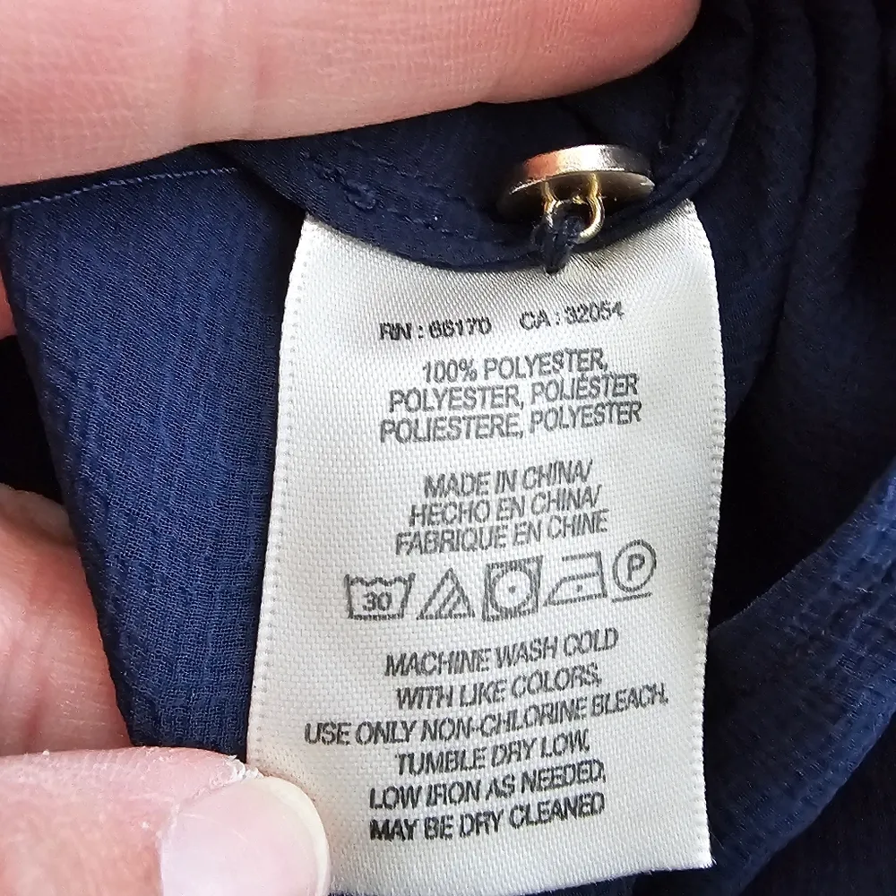 Anthropologie Maeve Lavoie Navy Puff Chiffon Contrast Paisley Yoke Blouse Size 4 - Image 8