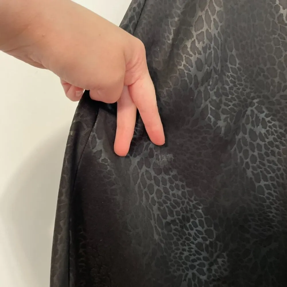 FAITH AND JOY Leopard Animal Print ish Wavy Striped Satin Pull On A-Line Skirt M - Image 13