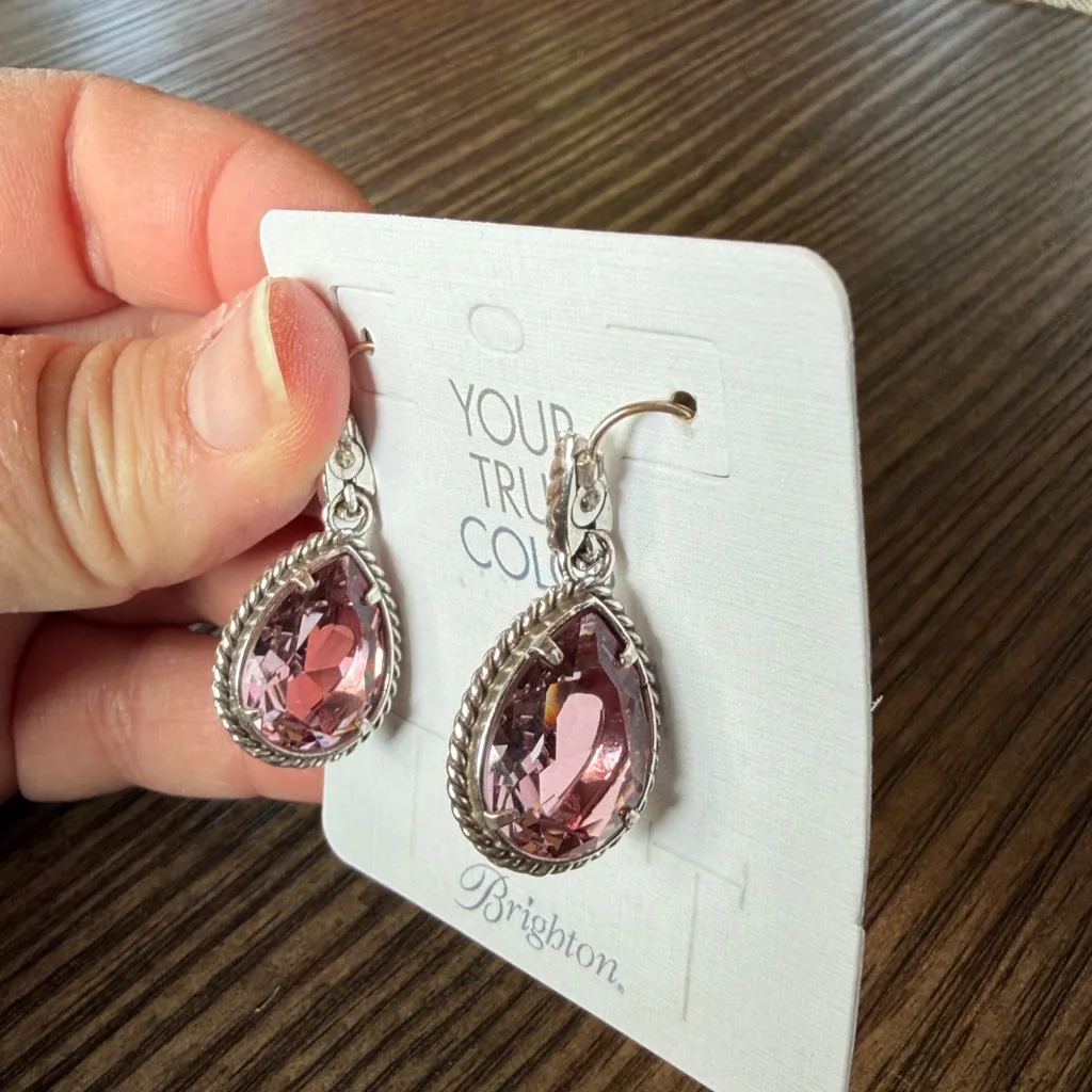 Brighton Courageous Heart French Wire Heart Earrings NWT in quilted pouch - Image 5