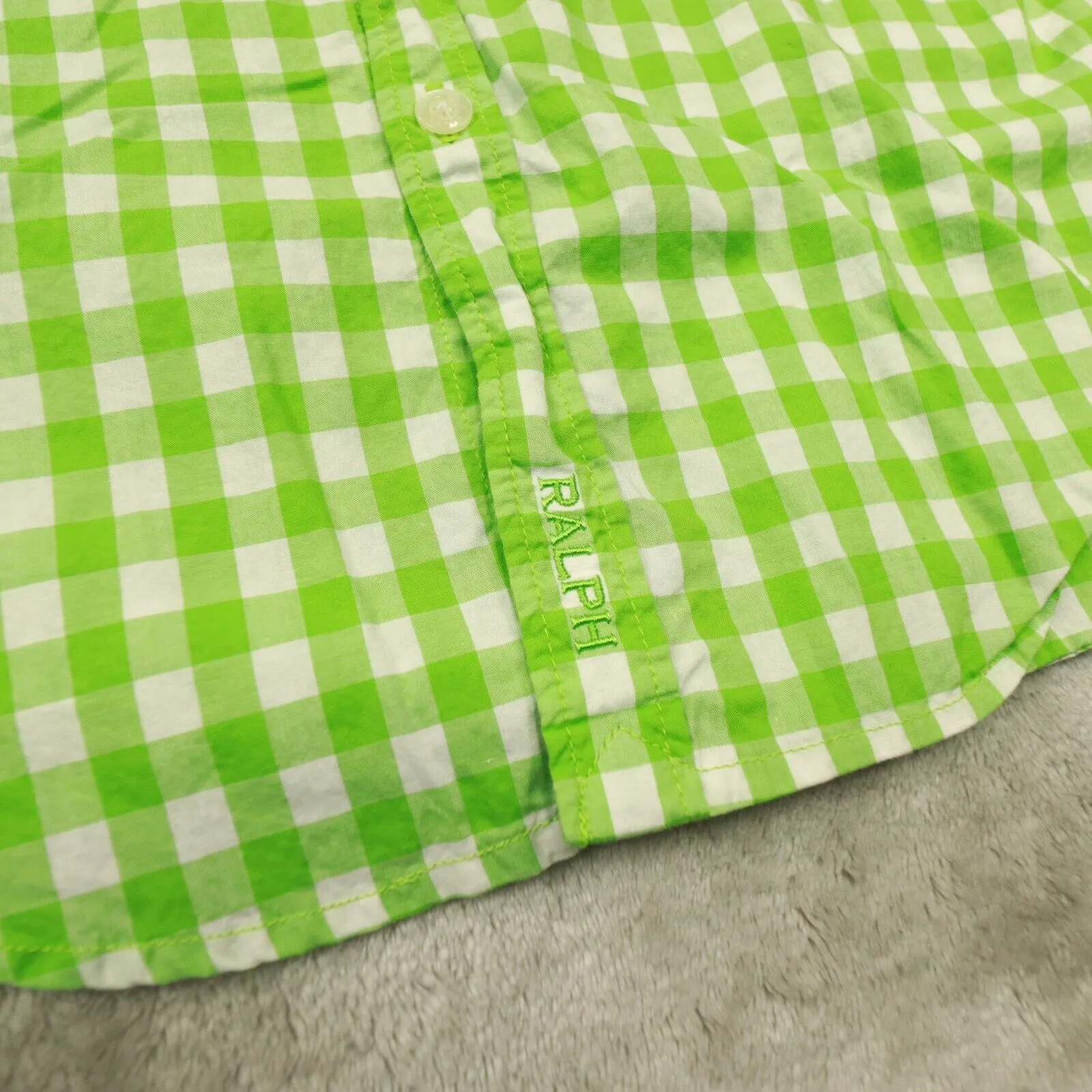 Ralph by Ralph Lauren Vintage Green White Gingham Check‎ Button Up Shirt size XS - Image 4