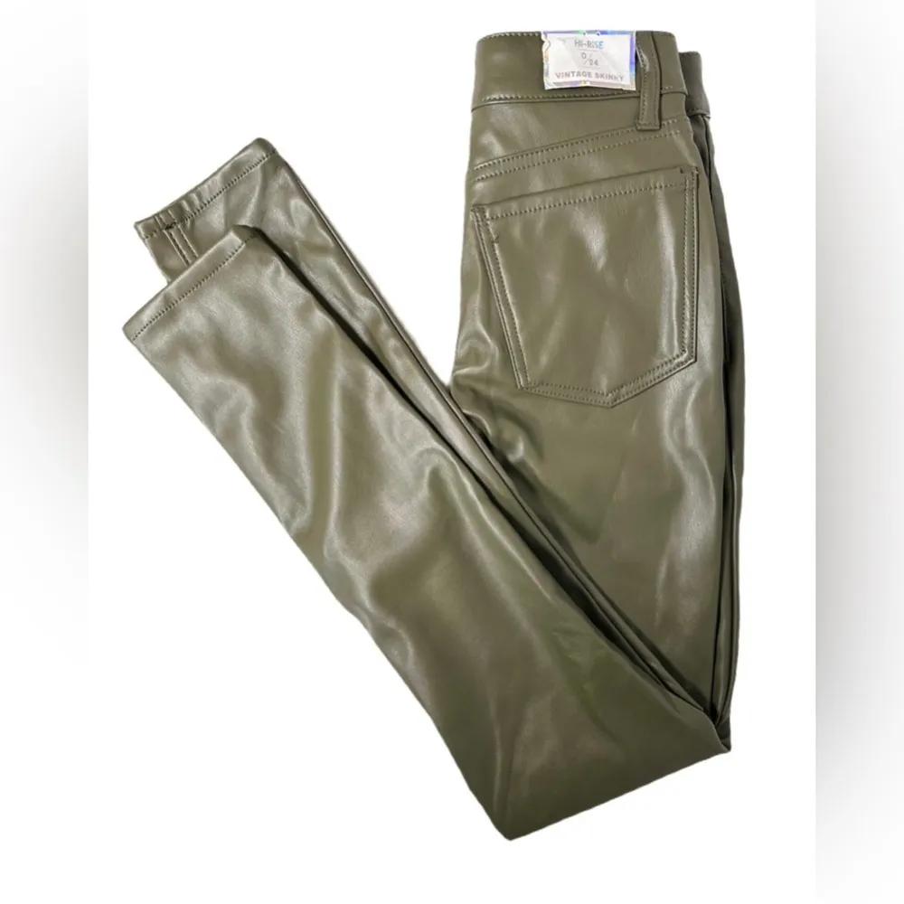 TINSELTOWN High-Rise Exposed Button-Fly Patent Skinny Pants - Image 3