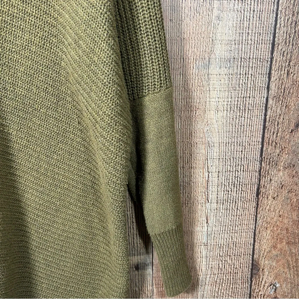 Rachel Zoe Cowl Neck Medium Chunky Knit Sweater Olive Green Cozy Relaxed Fit - Image 3