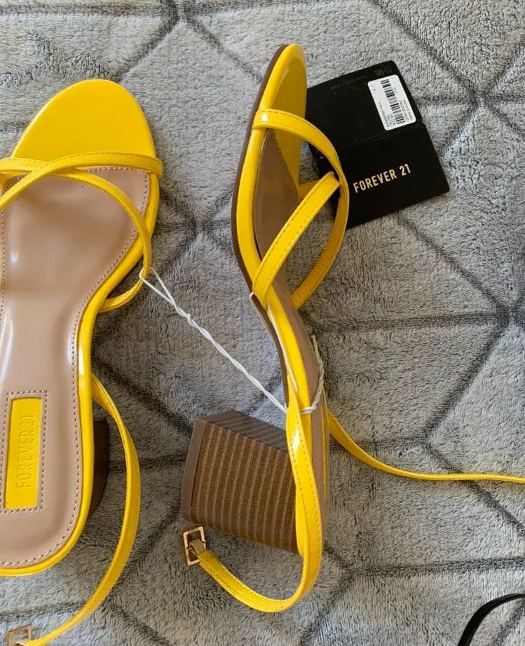 Forever 21 yellow open toed high heels  - Image 2