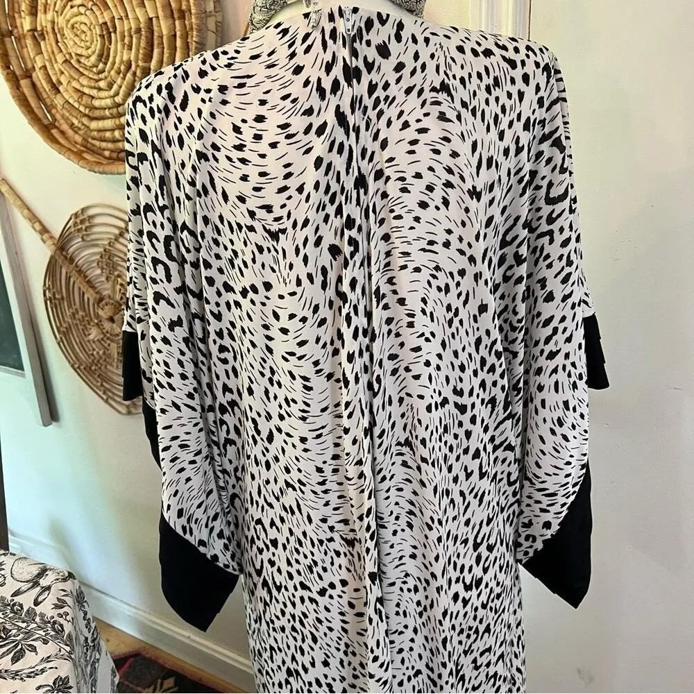 Vintage JCPenney 824 Maxi Dress Black White Animal Print Made in USA Size Medium - Image 7