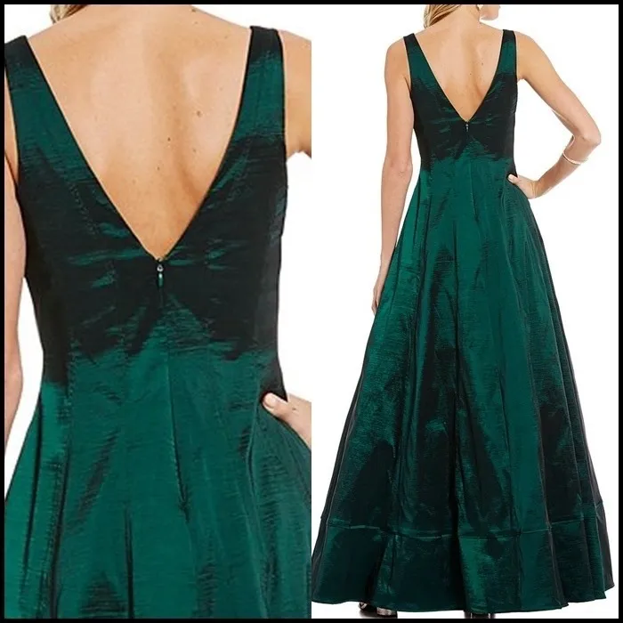 Nicole Miller New York Beaded V Neck Sleeveless Emerald‎ Green Gown Size 10 - Image 3