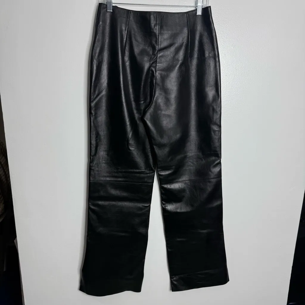 NWT Massimo Dutti Black Nappa‎ Leather TrousersLimited Edition Split Hem Medium - Image 6