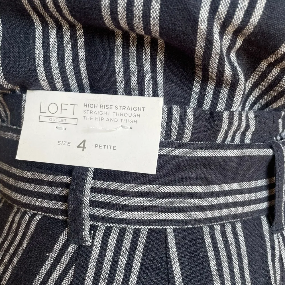 Loft 2 Piece Linen Jumpsuit Pinstriped Navy and White Womens Size 4P NWT - Image 8