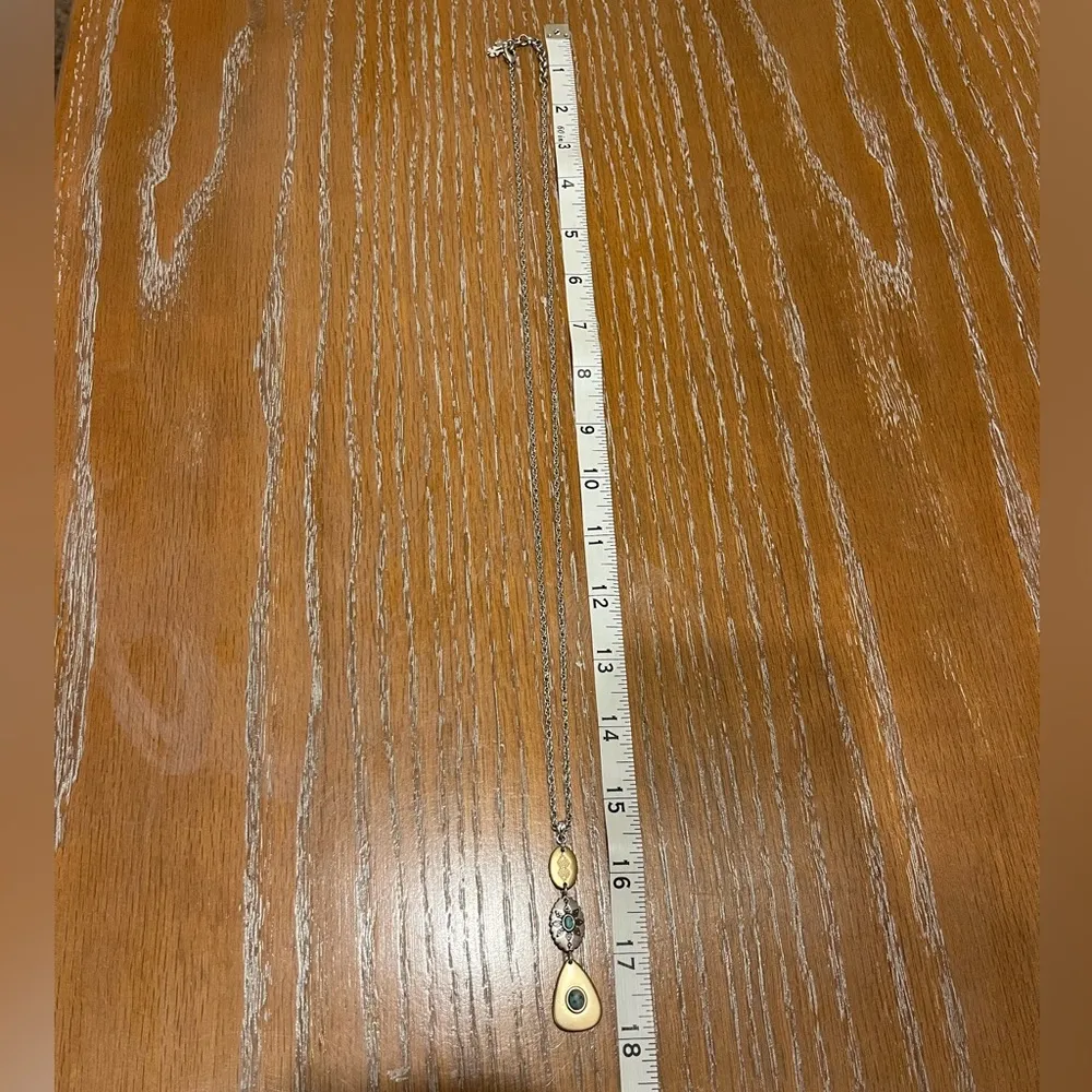 Lucky Brand Two Tone Faux Turquoise Long Western Necklace - Image 9