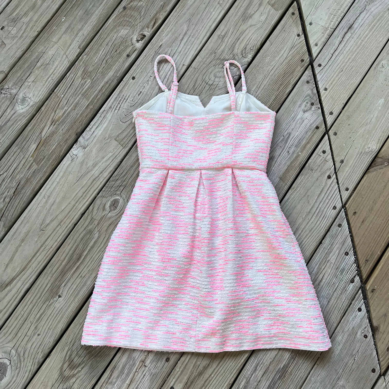 Anthropologie Moulinette Soeurs Pink & White Tweed Mini Dress Size 4 - Image 2