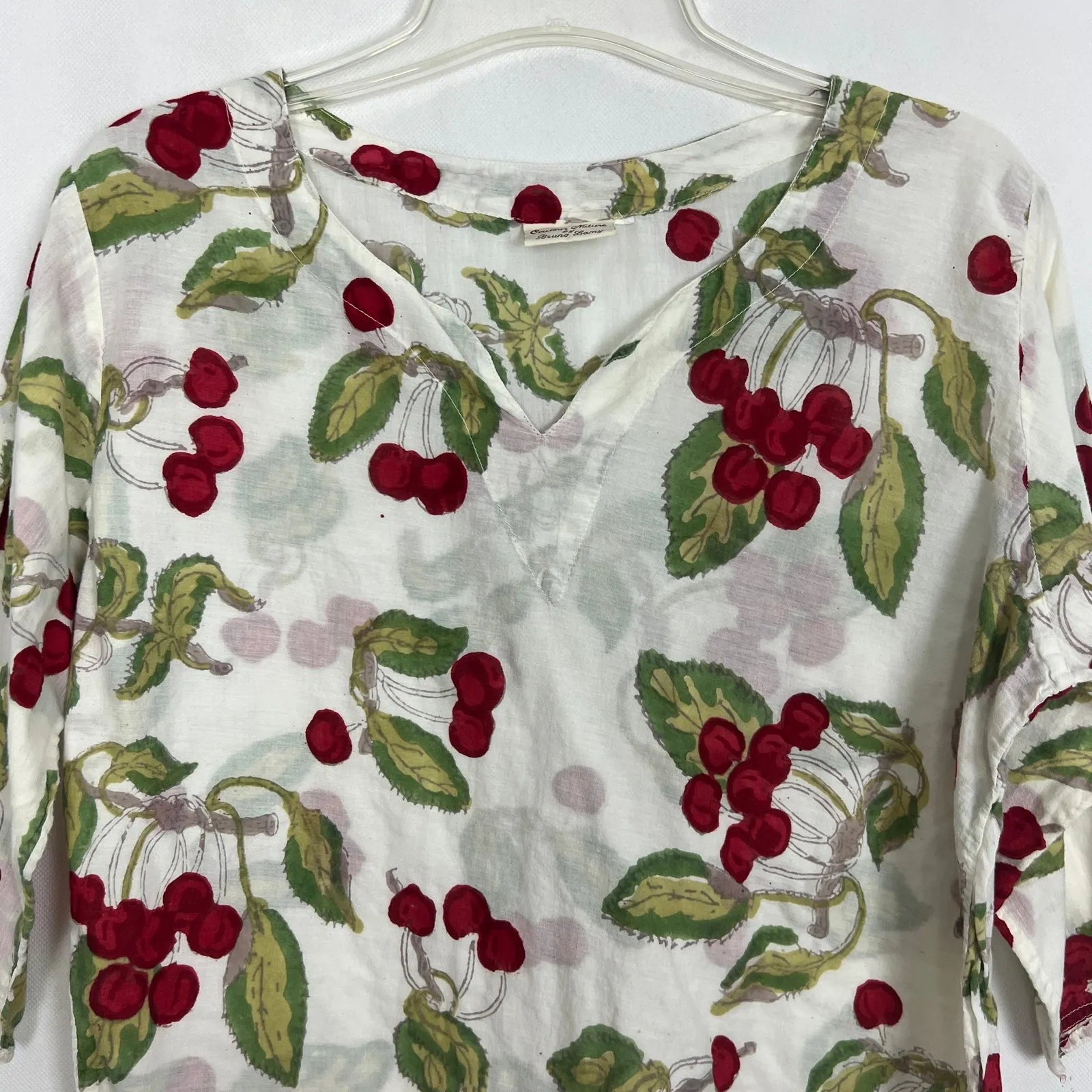 Couleur Nature by Bruno Lany Hand Printed Womens Novelty Print Top Size Large Red - Image 3