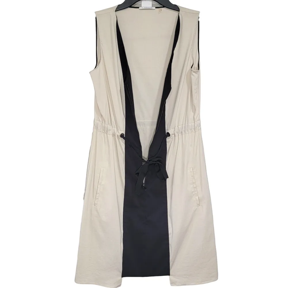 Cream & Black Color block Sleeveless 3/4 Zip Dress Size 2 NWOT - Image 3