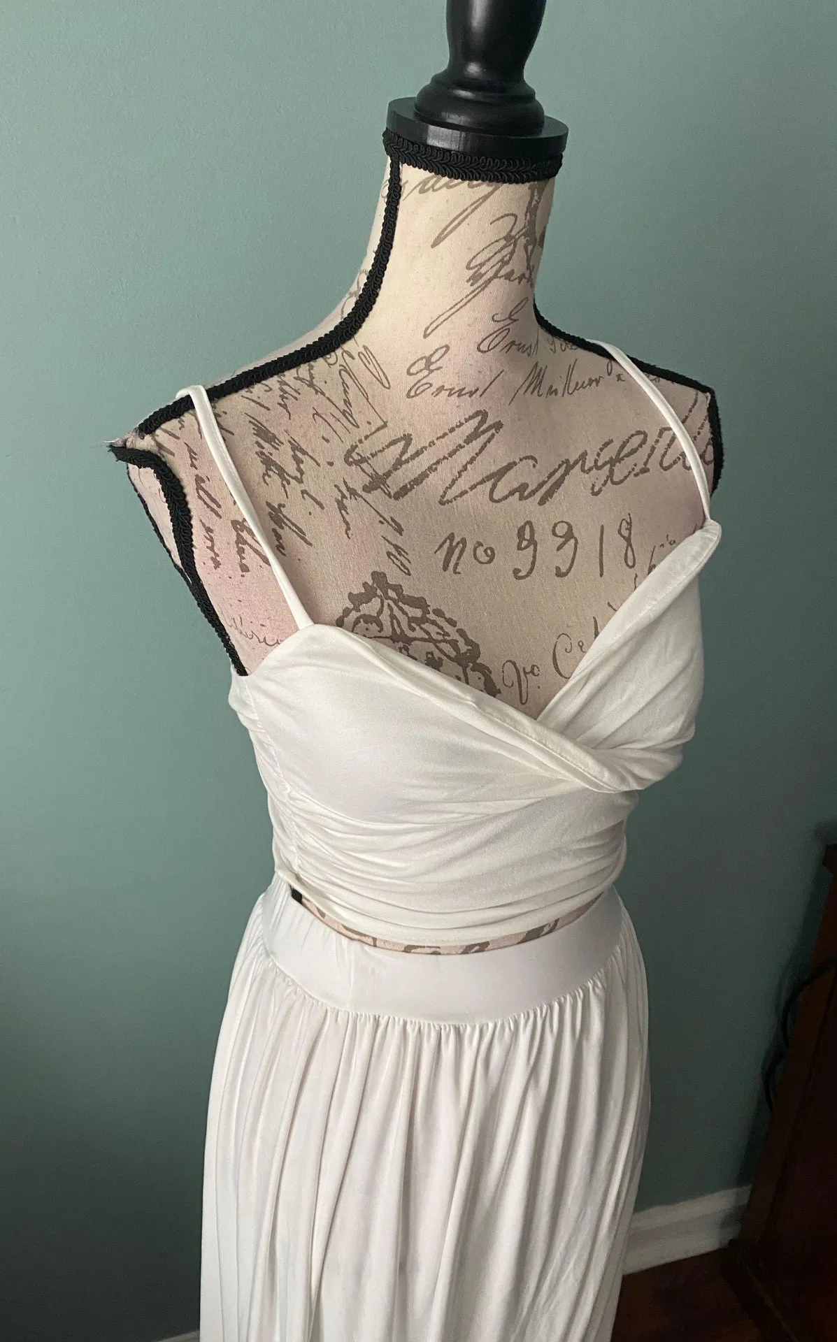 White Two Piece Crop Top Dress Size XS - Image 2