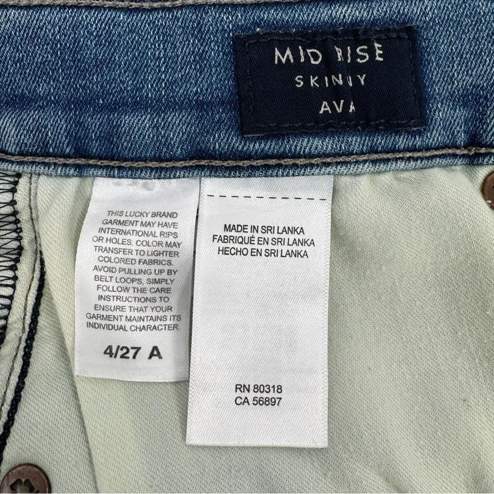Lucky Brand Ava Mid Rise Skinny Jeans Blue Size 4 27 Raw Hem‎ Ankle Cropped - Image 11