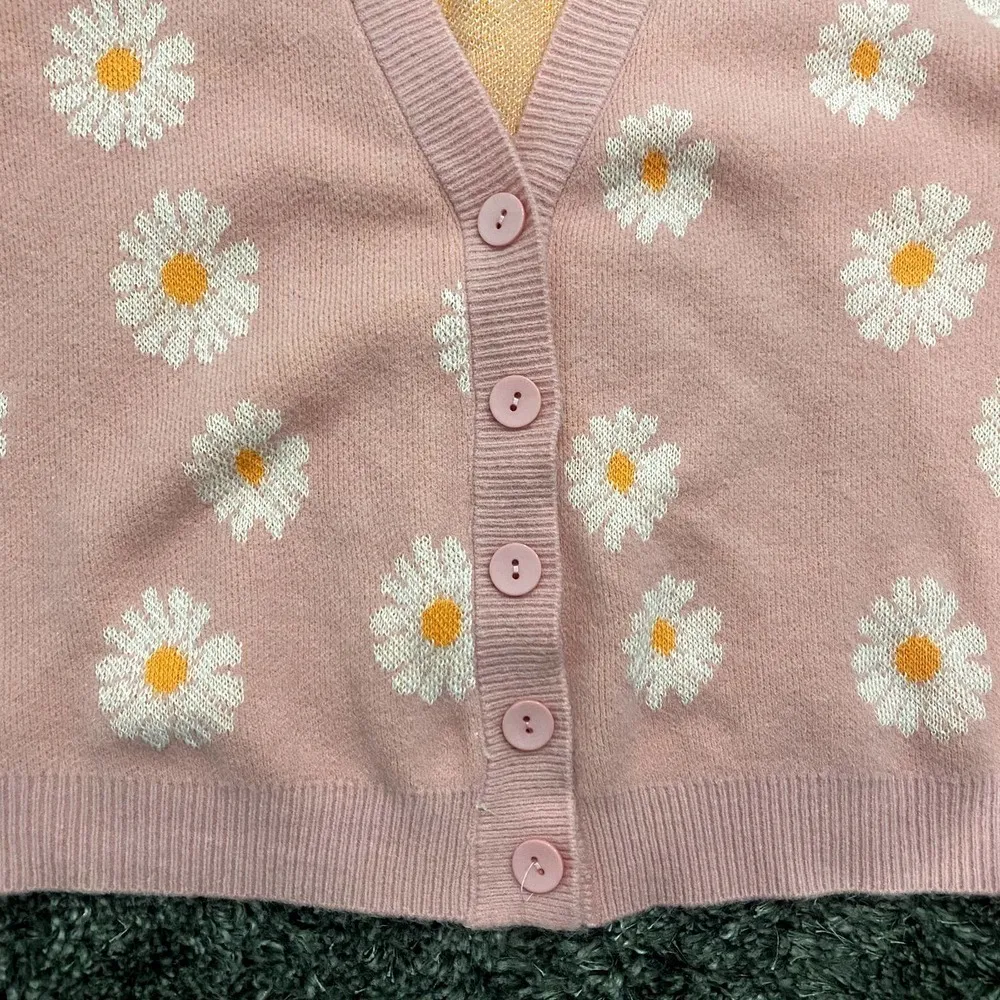 SHEIN Daisy Button Up Cardigan in Pink, Size OS​​​​​​ - Image 3