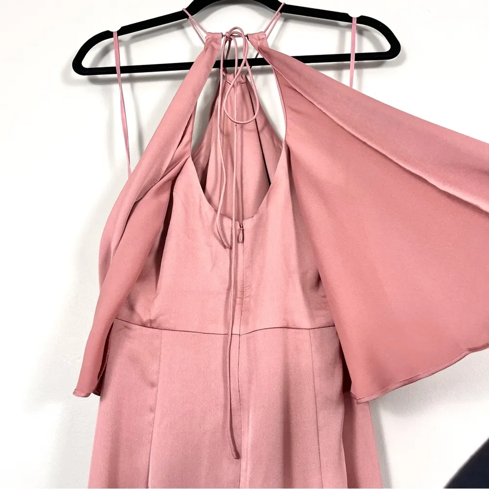 Luxe Halter Frill Tulip Hem Cocktail Dress in Rosé Size 4 - Image 6