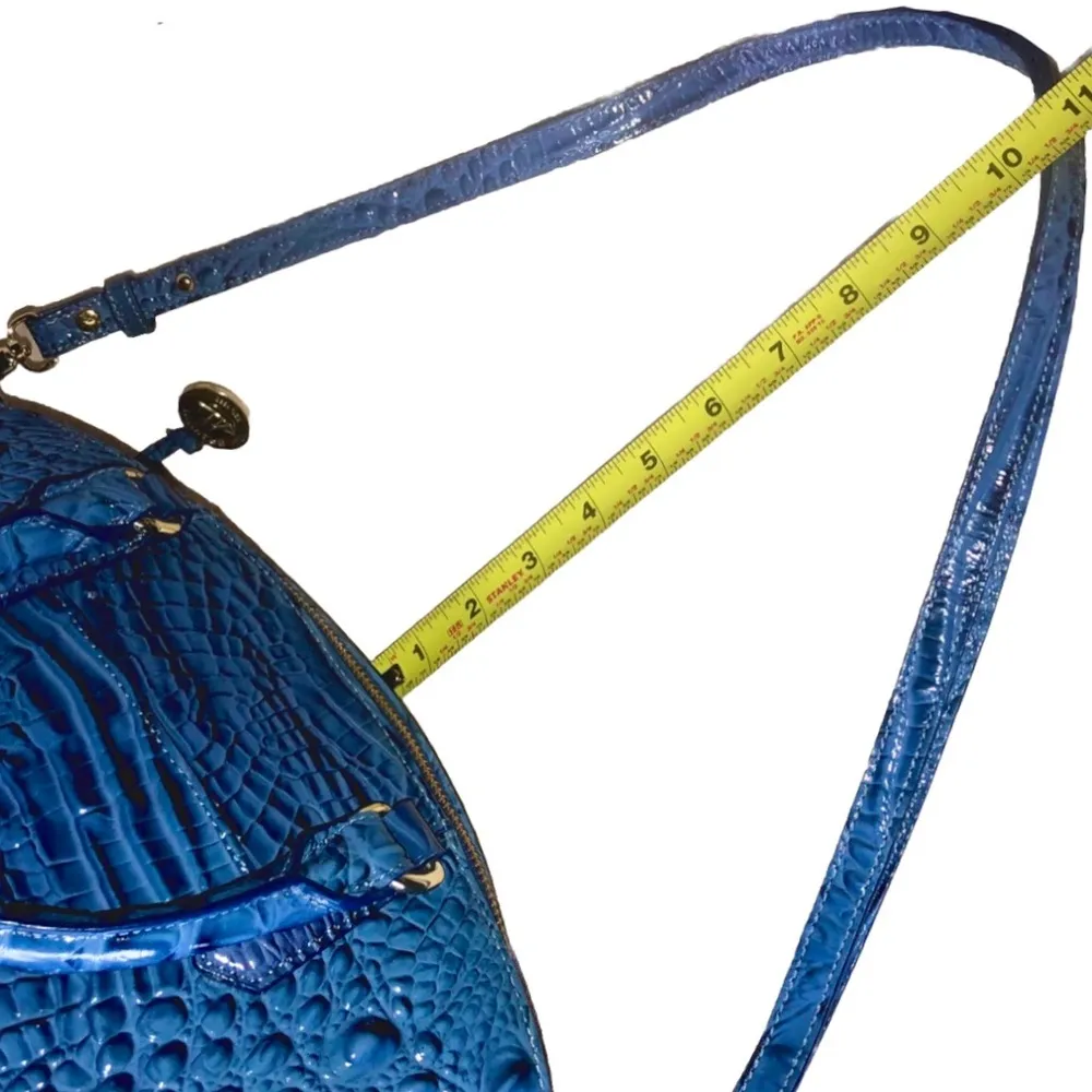 BRAHMIN Cobalt Blue Crocodile Embossed Large Leather Duxbury Crossbody Satchel - Image 7