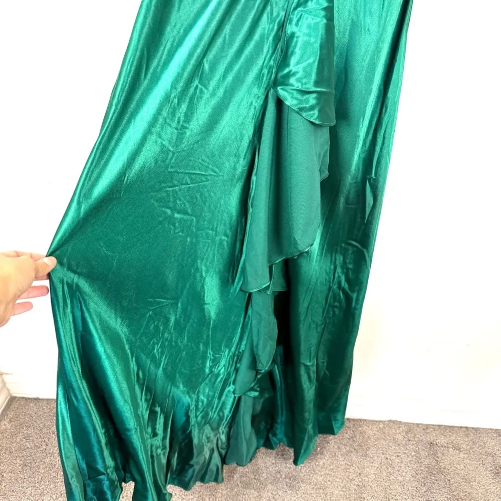 Vintage Zum Zum by Niki Livas Emerald Green Satin Halter Evening Gown Prom Dress Size 6 - Image 11