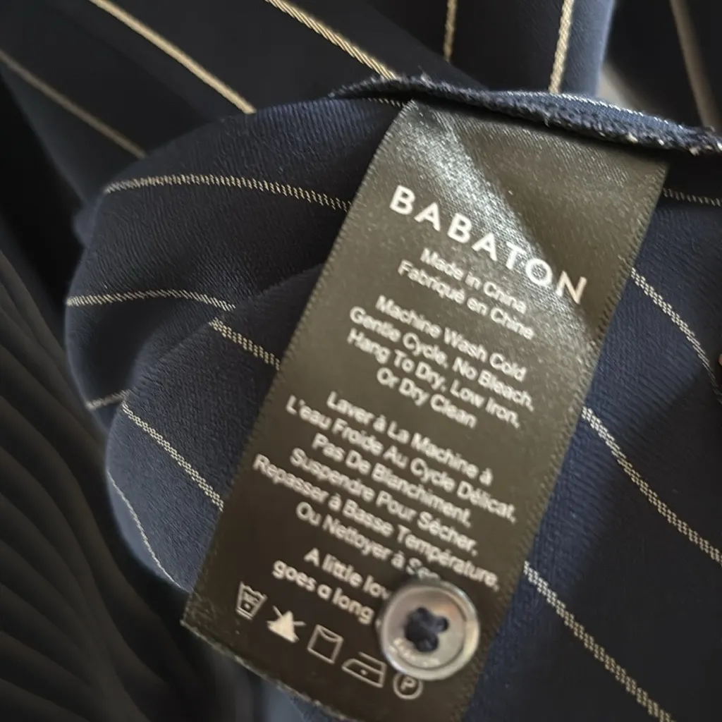 Babaton - Aritzia -Dark Blue Blouse with White Pinstripes - Image 5