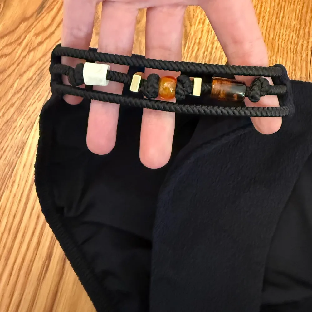 ViX Swimwear Paula Hermanny Black Bikini Bottoms with Beading Size M - Image 2