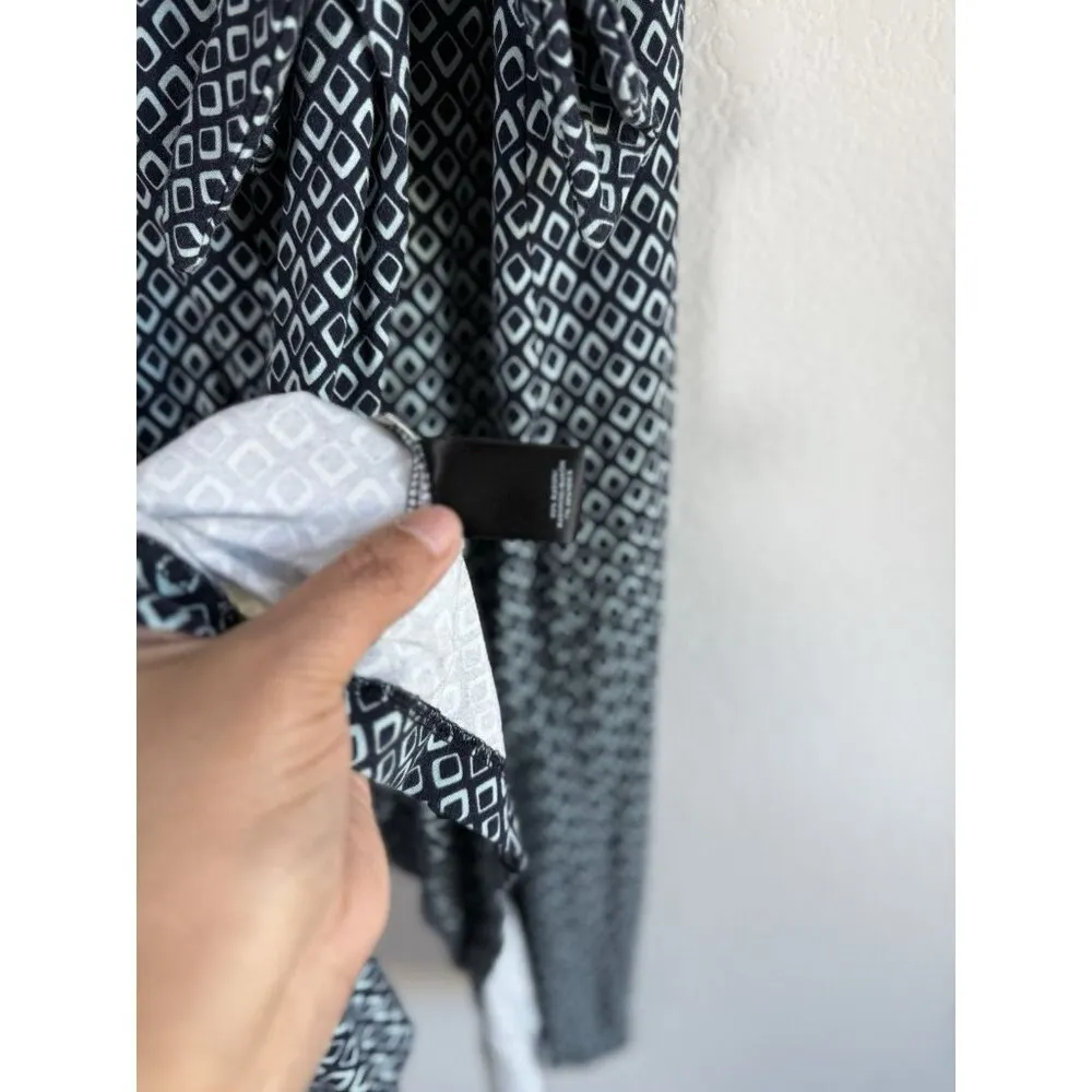 Ann Taylor Womens Blue‎ Geometric Wrap Career Casual Short Sleeve Dress Size 4 - Image 3