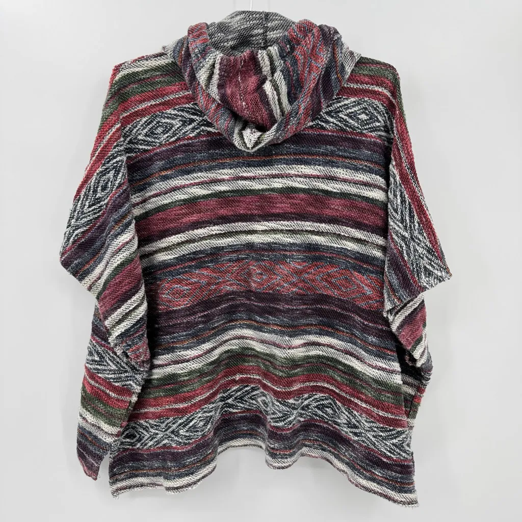 Billabong Striped French Terry Cardigan Boho Rasta Woven Hooded Shrug Jacket S/M - Image 6